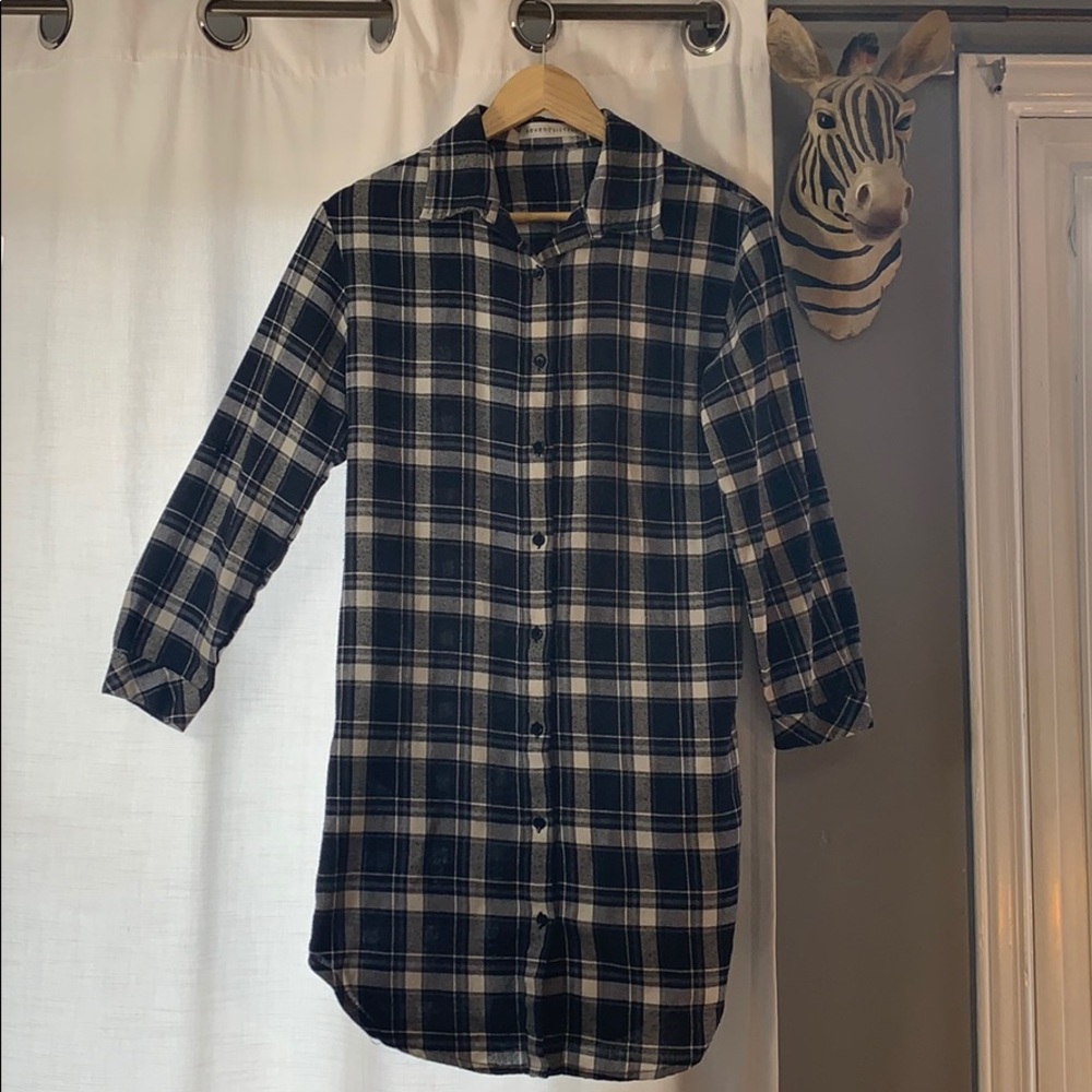 🧿 Button-Down Flannel Dress